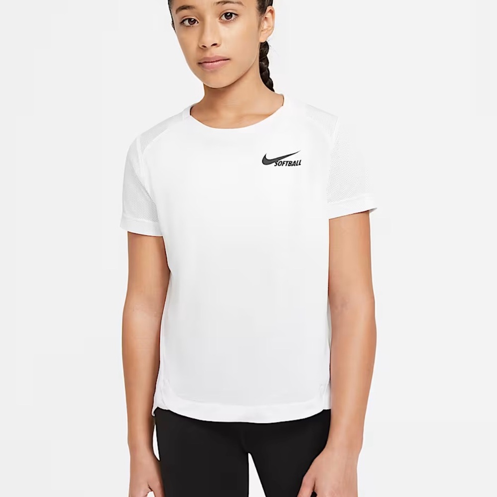 Nike White Fitted Crop Top Short Sleeve